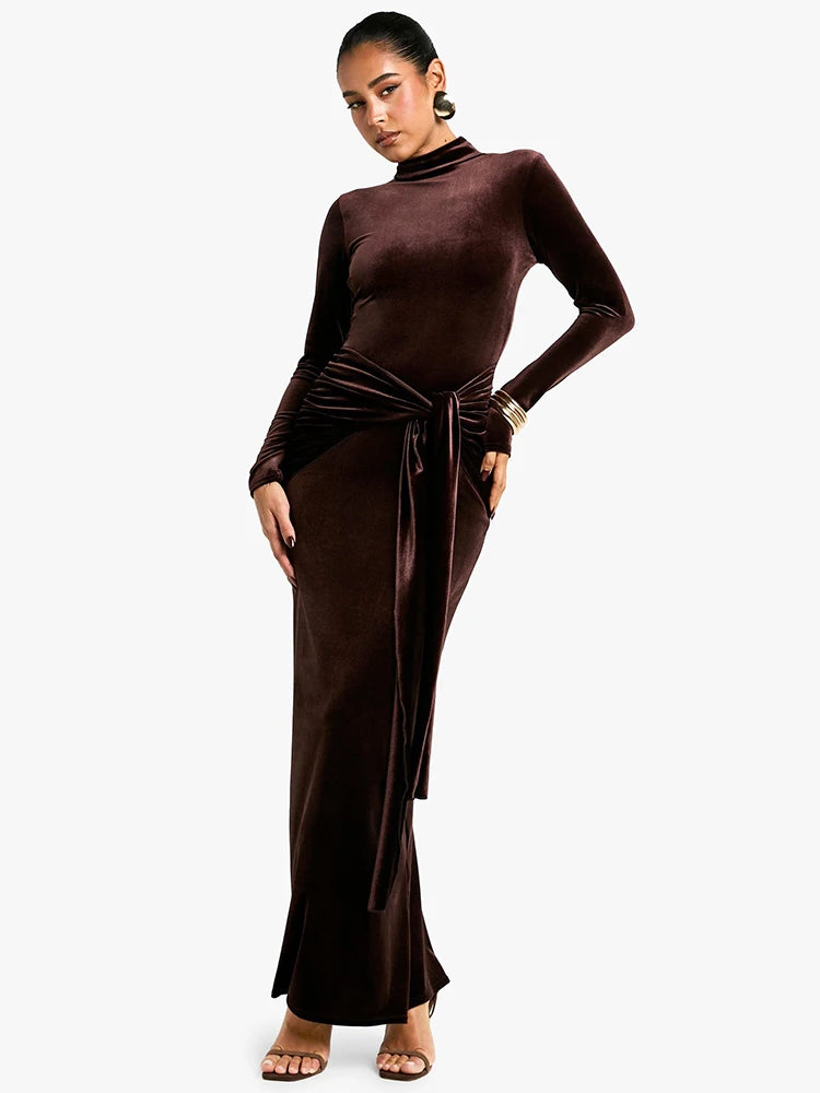 Velvet Dresses - Velvet Elegance Long Winter Dress Velour Evening Gown