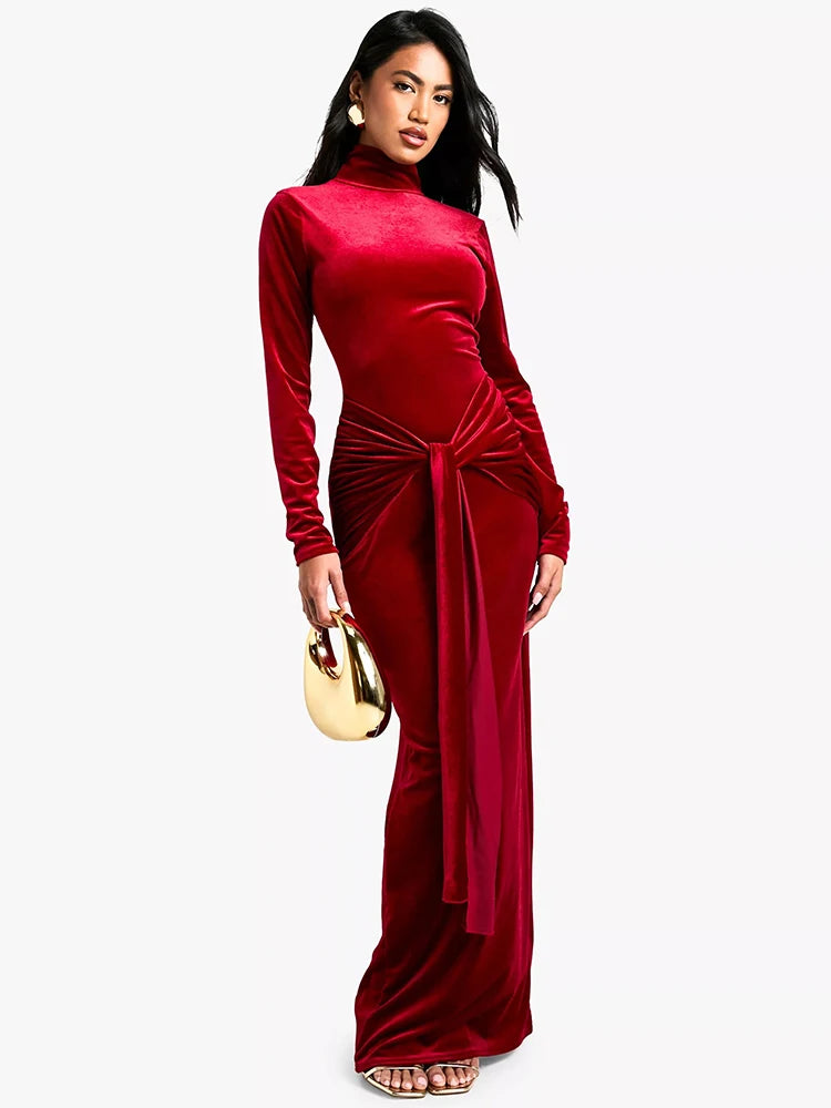 Velvet Dresses - Velvet Elegance Long Winter Dress Velour Evening Gown