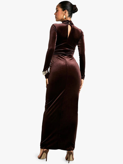 Velvet Dresses - Velvet Elegance Long Winter Dress Velour Evening Gown