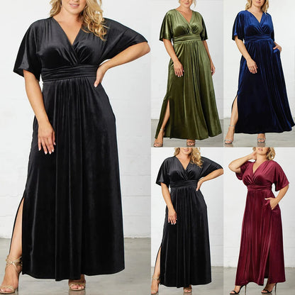 Velvet Dresses- Velvet Evening Gown Dress Plus Size for Holidays