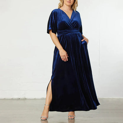 Velvet Dresses- Velvet Evening Gown Dress Plus Size for Holidays