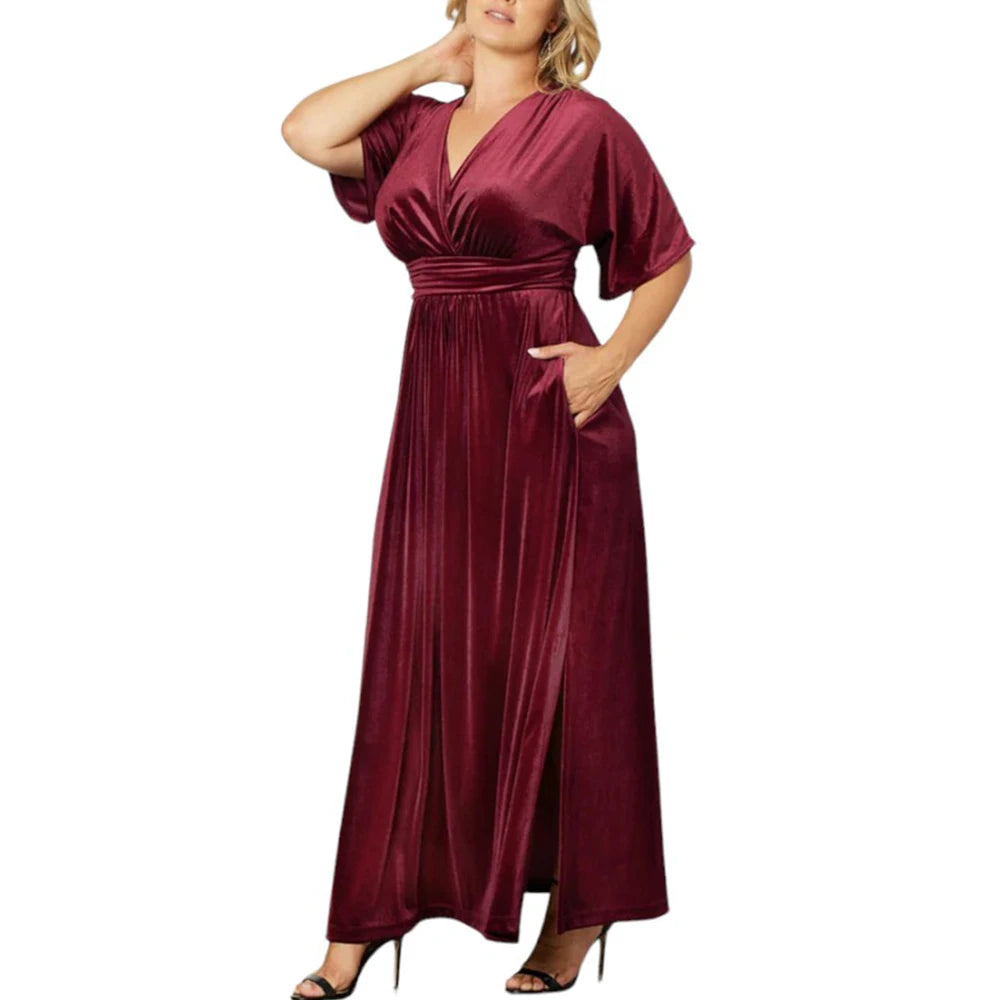 Velvet Dresses- Velvet Evening Gown Dress Plus Size for Holidays