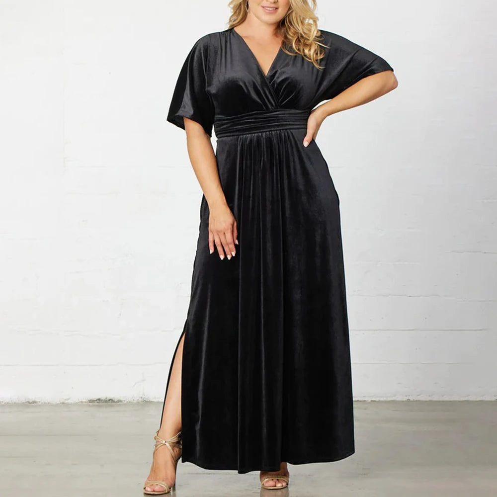 Velvet Dresses- Velvet Evening Gown Dress Plus Size for Holidays