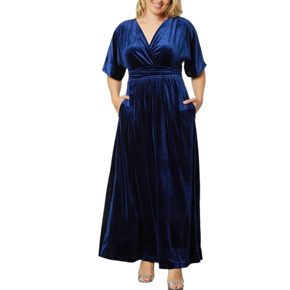 Velvet Dresses- Velvet Evening Gown Dress Plus Size for Holidays