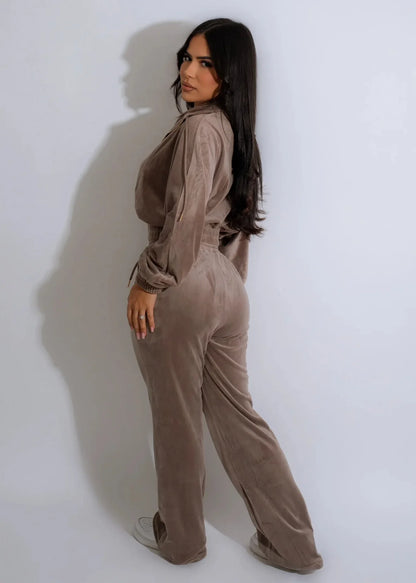 Velvet Outfits - Velvet Couture 2PC Lounge Set Elegant Velour Tracksuit