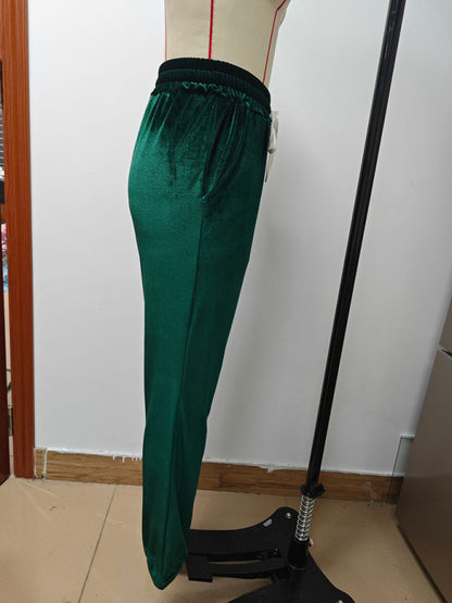 Velvet Pants - Velvet Drawstring Pencil Pants – Fall/Winter Velour Sweatpants