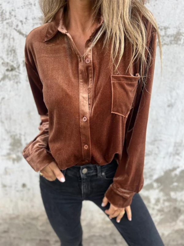 Velvet Shirts - Classic Velvet Button-Down Fall Shirt