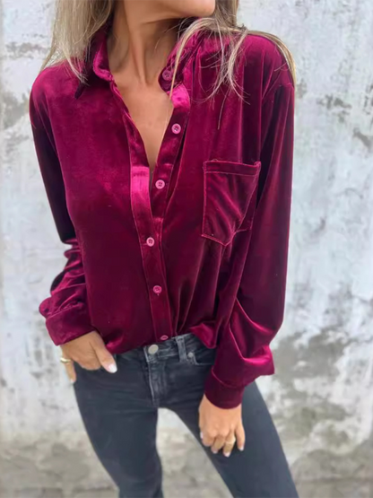 Velvet Shirts - Classic Velvet Button-Down Fall Shirt