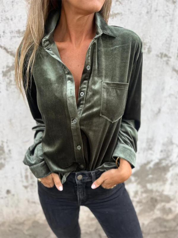 Velvet Shirts - Classic Velvet Button-Down Fall Shirt