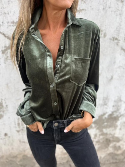 Velvet Shirts - Classic Velvet Button-Down Fall Shirt