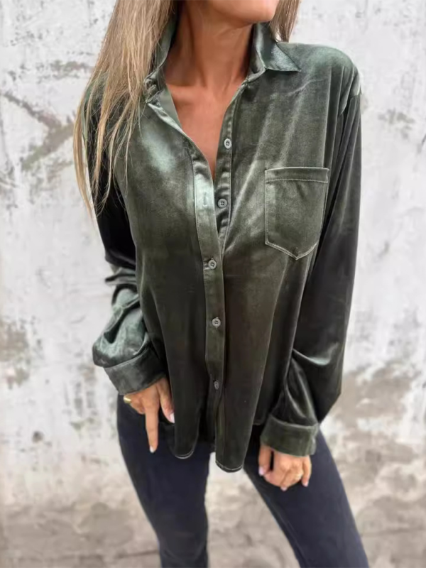 Velvet Shirts - Classic Velvet Button-Down Fall Shirt