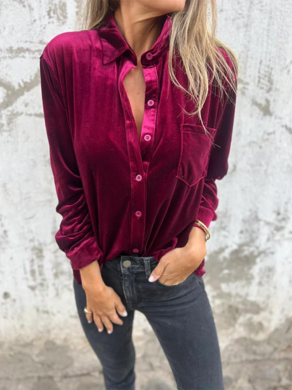 Velvet Shirts - Classic Velvet Button-Down Fall Shirt