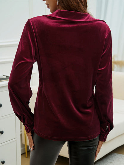 Velvet Shirts - Elegant Velvet Button-Down Shirt for Fall & Winter Events