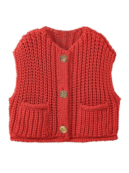 Geknöpfte Strickweste – dicker Damen-Cardigan