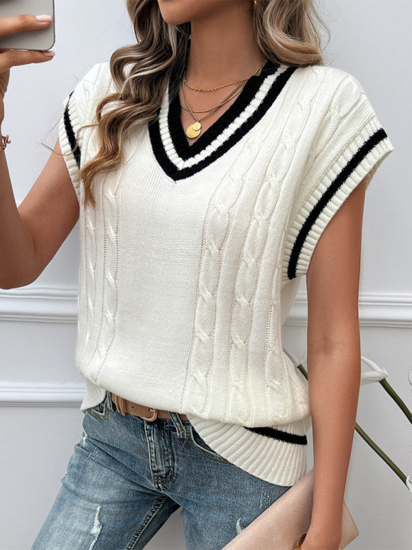 Cable Knit V-Neck Sweater Vest for Creative Looks