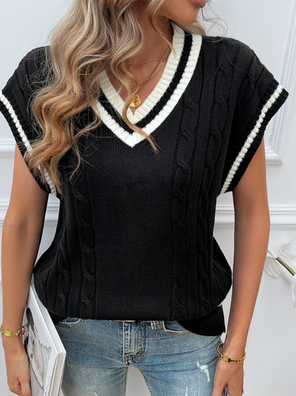 Cable Knit V-Neck Sweater Vest for Creative Looks