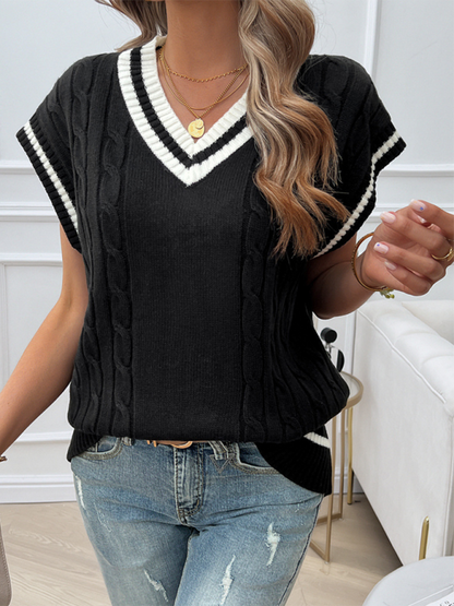 Cable Knit V-Neck Sweater Vest for Creative Looks