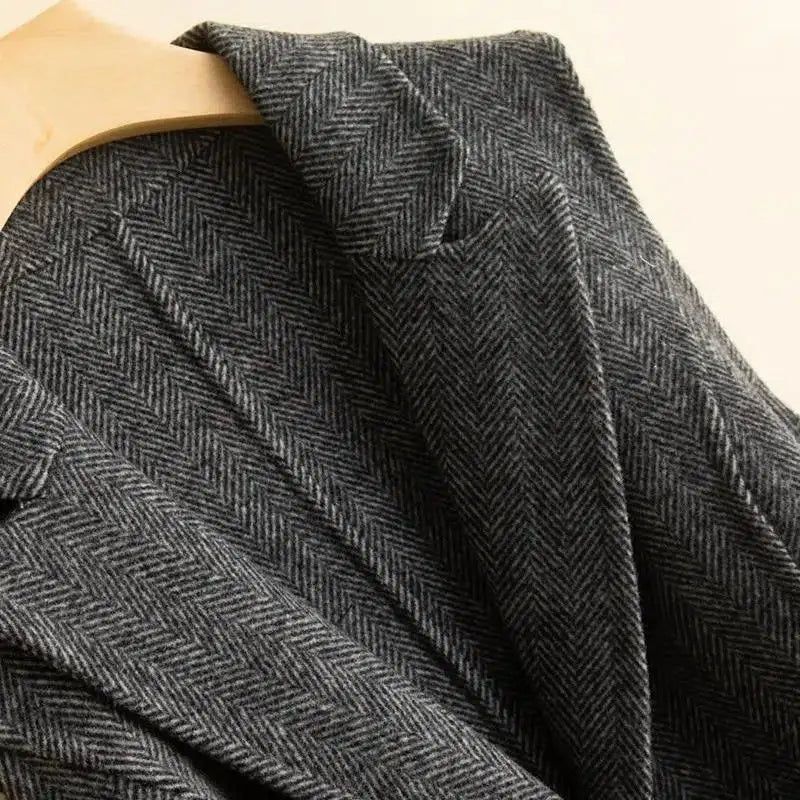 Vests - Elegant Charcoal Herringbone Vest