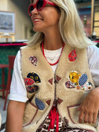 Vests - Embroidered Artsy Crafted Toggle-Closure Vest