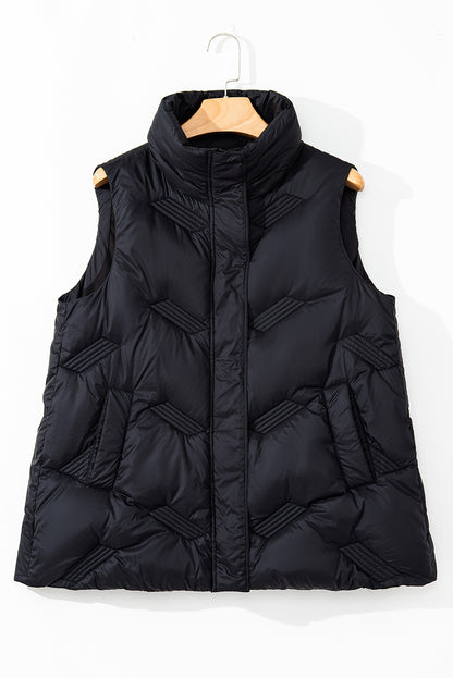 Vests - High-Neck Zip Quilted Vest – Essential Fall Layer