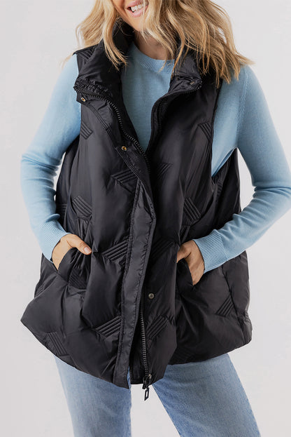 Vests - High-Neck Zip Quilted Vest – Essential Fall Layer