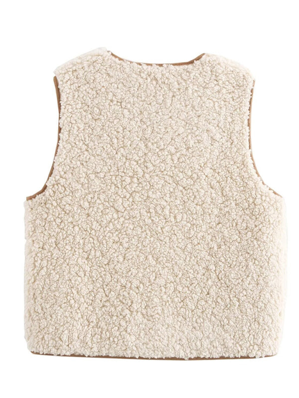 Vests - Sherpa Lined Tie-Up Vest