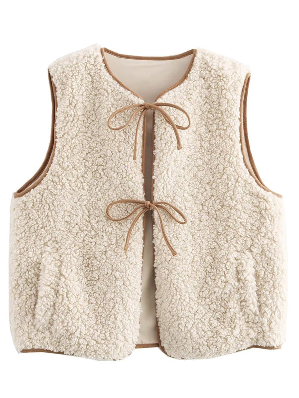 Vests - Sherpa Lined Tie-Up Vest