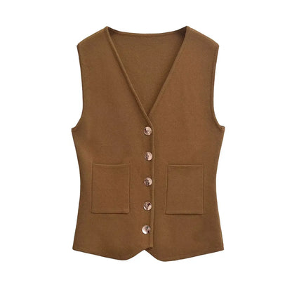 Vests - Tailored Sleeveless Top Workwear Textured Knit Vest