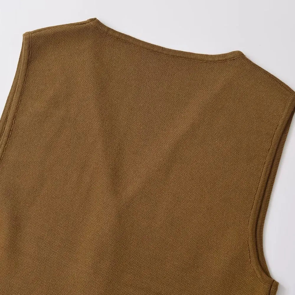 Vests - Tailored Sleeveless Top Workwear Textured Knit Vest