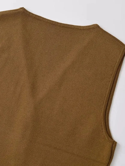 Vests - Tailored Sleeveless Top Workwear Textured Knit Vest