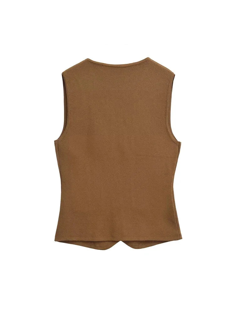 Vests - Tailored Sleeveless Top Workwear Textured Knit Vest