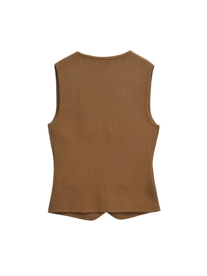 Vests - Tailored Sleeveless Top Workwear Textured Knit Vest