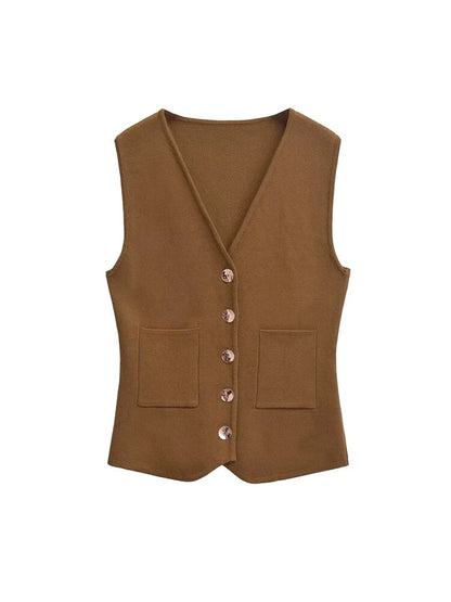 Vests - Tailored Sleeveless Top Workwear Textured Knit Vest