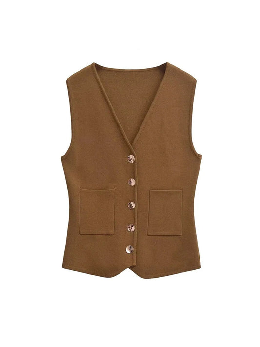 Vests - Tailored Sleeveless Top Workwear Textured Knit Vest