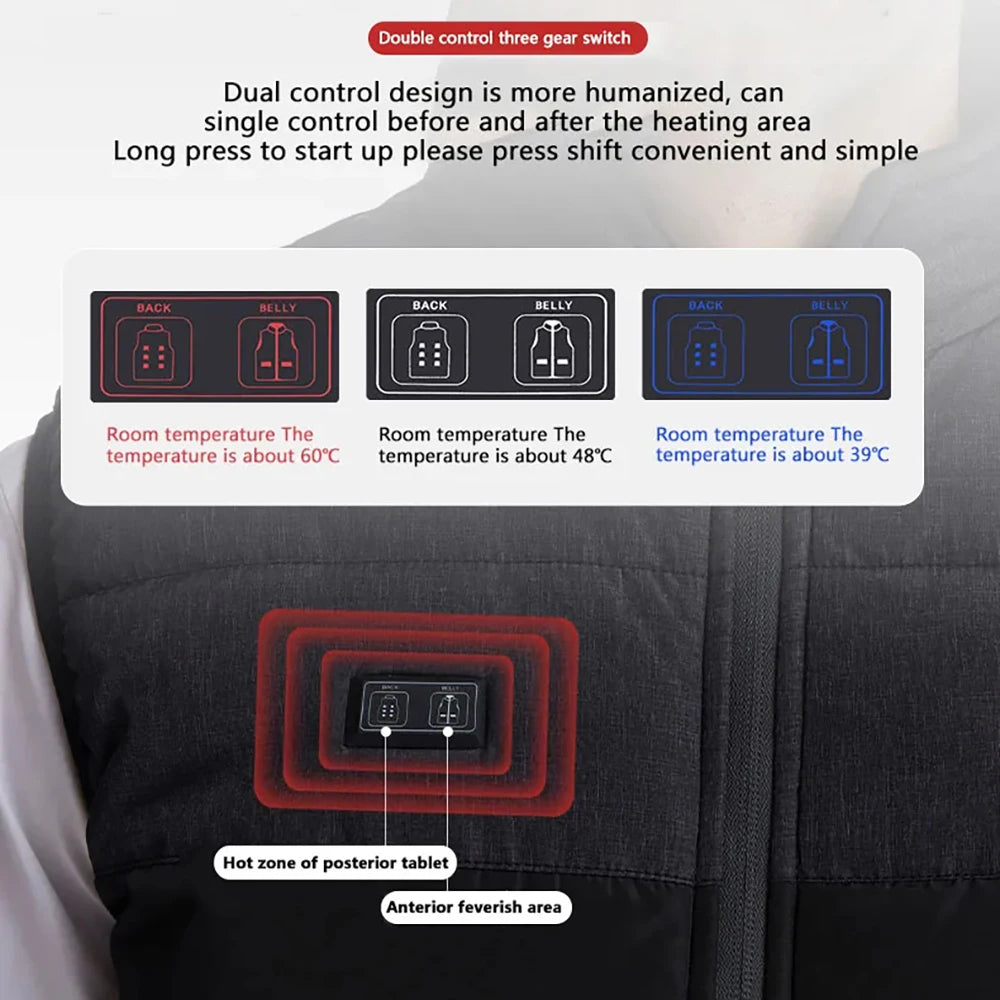 Vests - USB 21 Heating Zones Vest Winter Outerwear