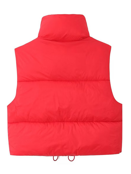 Vests- Women’s Zip-Up Cropped Down Vest | Cozy Fall Layer- - Pekosa Women Fashion