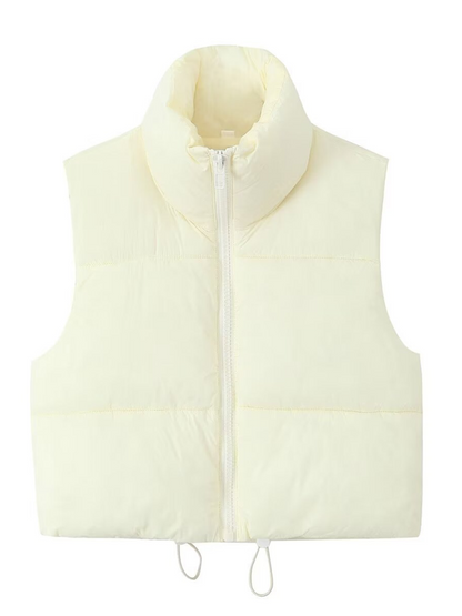 Vests- Women’s Zip-Up Cropped Down Vest | Cozy Fall Layer- White- Pekosa Women Fashion