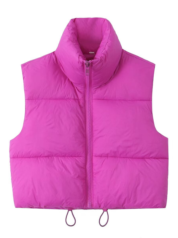 Vests- Women’s Zip-Up Cropped Down Vest | Cozy Fall Layer- Pinkpurple- Pekosa Women Fashion