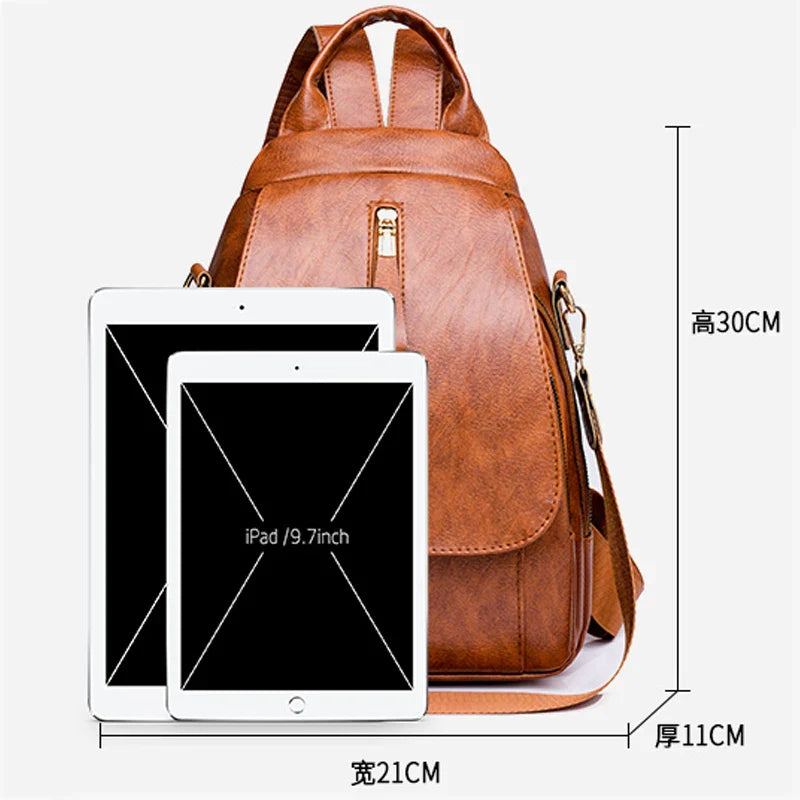 - Waterproof PU Leather Backpack for Daily Use- - Pekosa Women Fashion