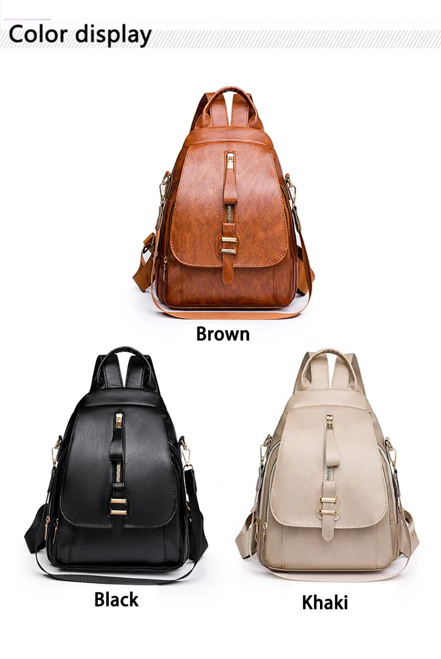 - Waterproof PU Leather Backpack for Daily Use- - Pekosa Women Fashion