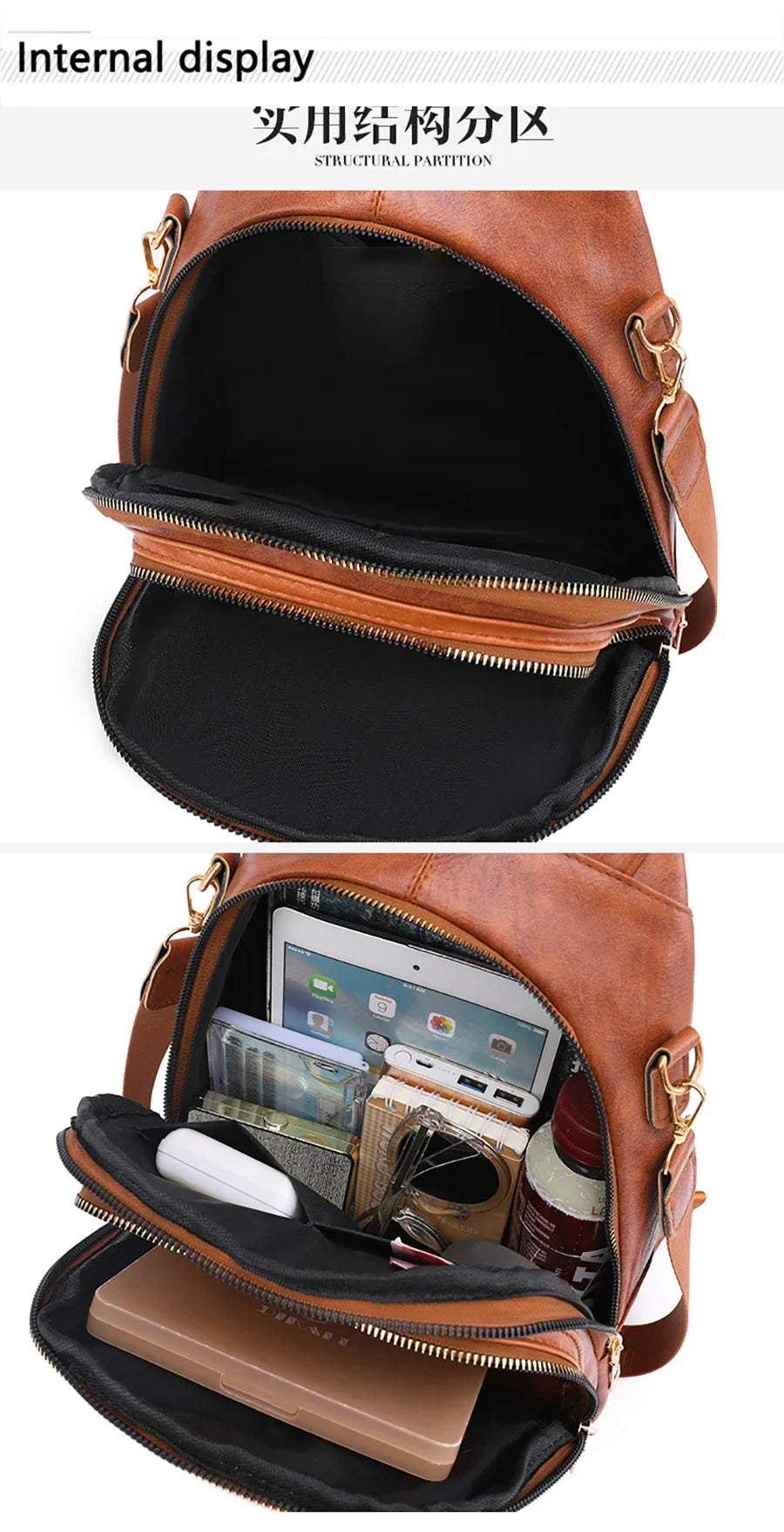 - Waterproof PU Leather Backpack for Daily Use- - Pekosa Women Fashion