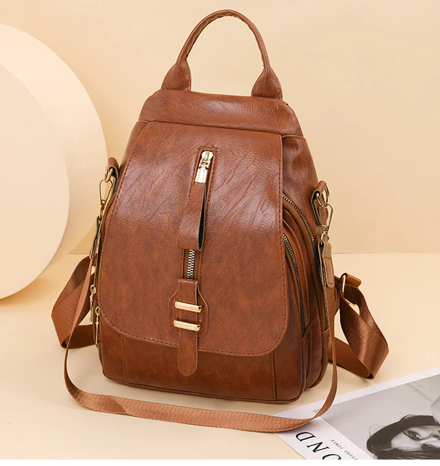 - Waterproof PU Leather Backpack for Daily Use- - Pekosa Women Fashion