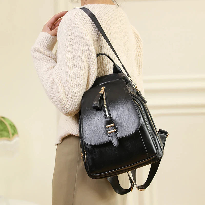 - Waterproof PU Leather Backpack for Daily Use- - Pekosa Women Fashion