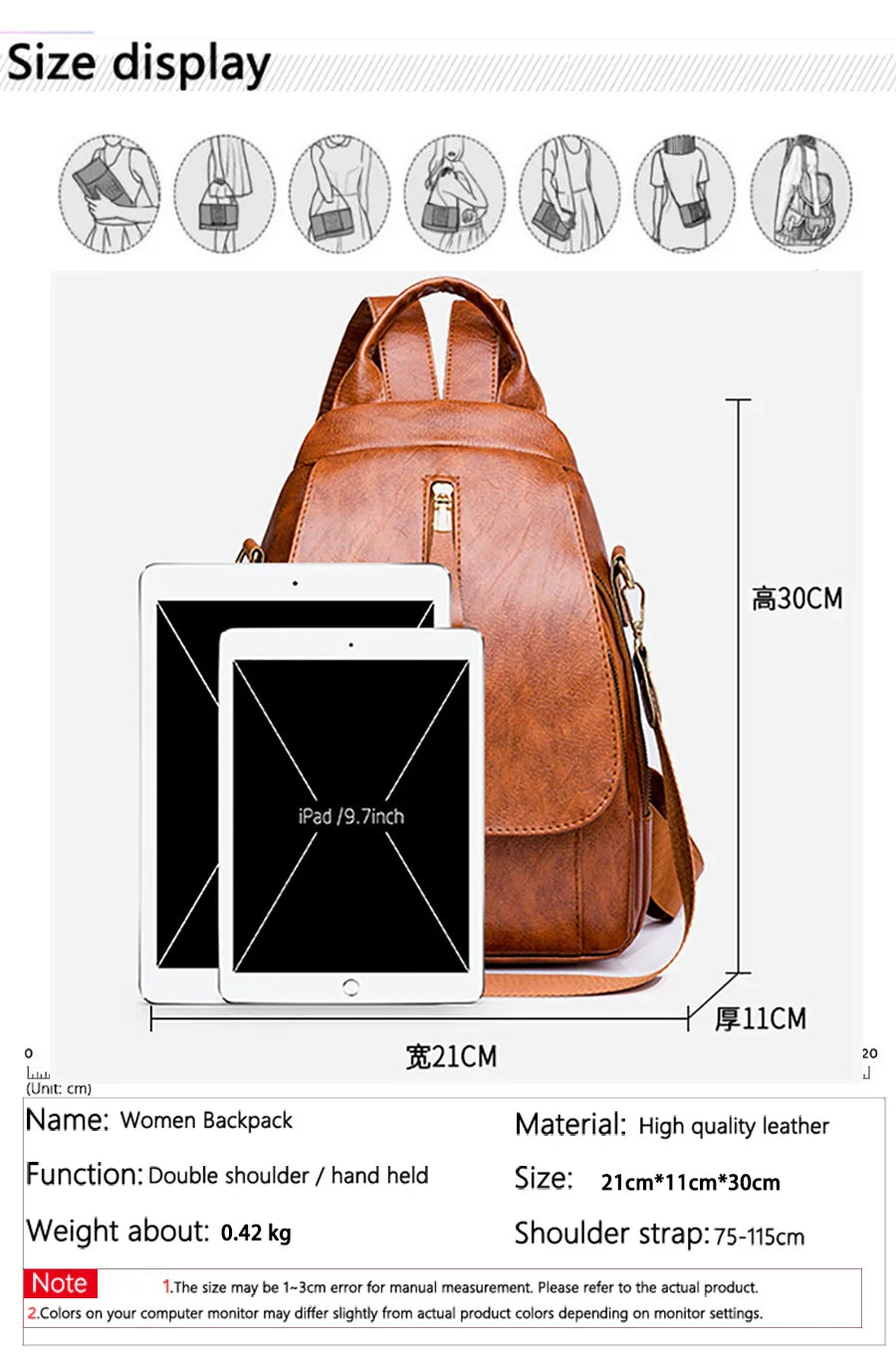 - Waterproof PU Leather Backpack for Daily Use- - Pekosa Women Fashion