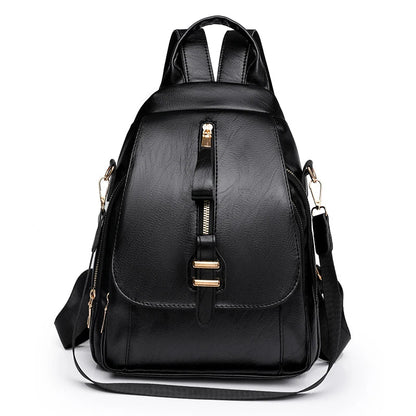 - Waterproof PU Leather Backpack for Daily Use- Black- Pekosa Women Fashion