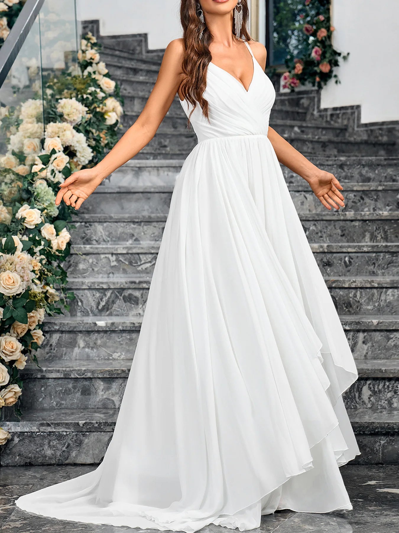 Wedding Dresses - Bridal Gown with Sweep Train Fit & Flare Wedding Dress