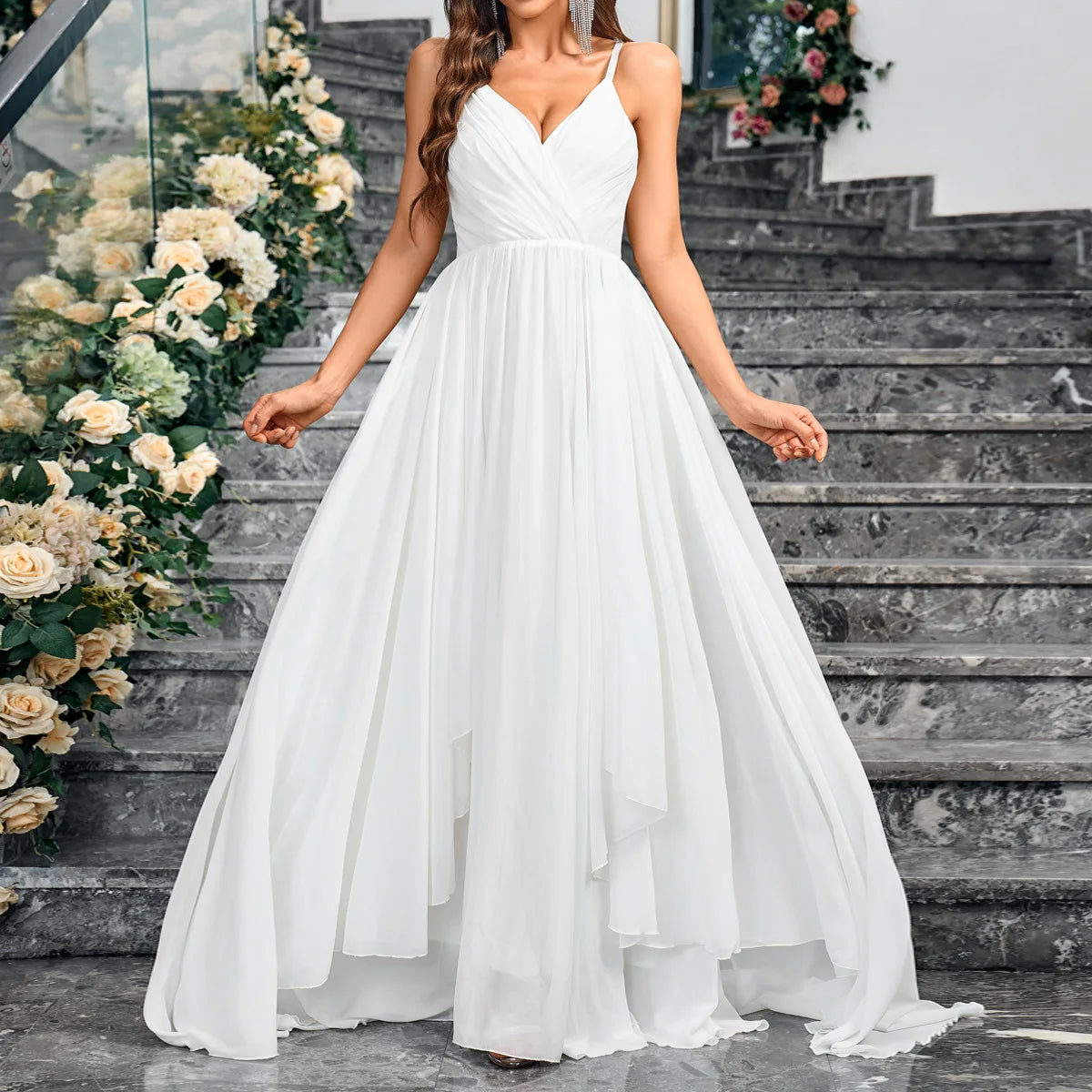 Wedding Dresses - Bridal Gown with Sweep Train Fit & Flare Wedding Dress