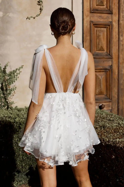 Wedding Dresses - Civil Ceremony Bridal Tulle Dress for Petite Figures