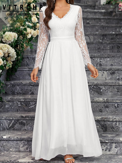 Wedding Dresses - Lace Sleeve Backless Wedding Gown Formal Bridal Dress