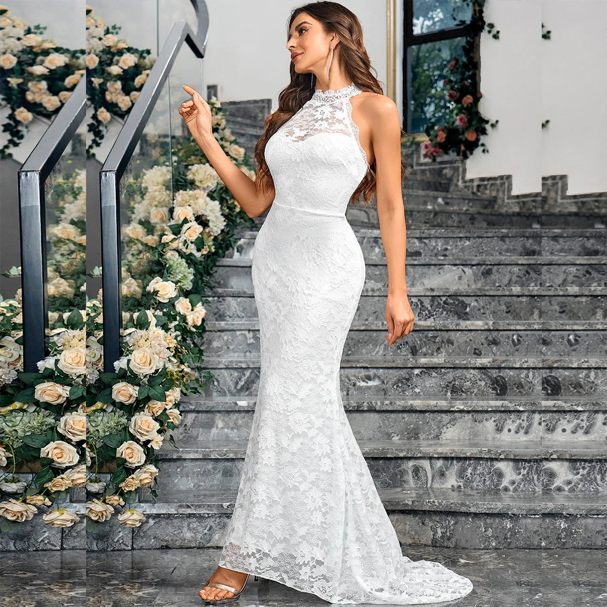 Wedding Dresses - Mermaid Bridal Gown Lace Wedding Dress for Vineyard Nuptials